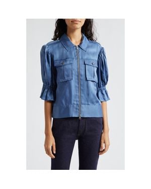 Cinq À Sept Holly Ruffle Sleeve Jacket - Blue