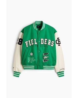 H&M Motif-Detail Baseball Jacket - Green