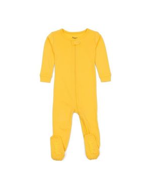 Leveret Kids Footed Solid Cotton Matching Family Pajamas - Yellow