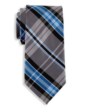 Oak Hill by DXL Big & Tall Traditional Plaid Tie - Blue