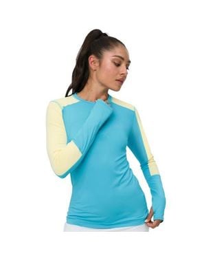 BloqUV Performance Quarter Zip Long Sleeve Crew Shirt - Blue