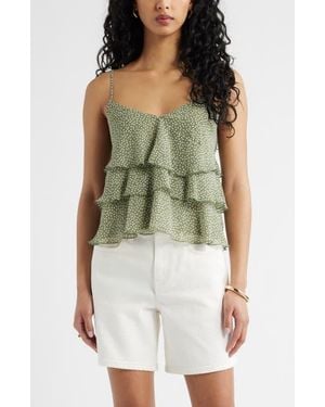 Open Edit Ruffle Tiered Camisole - Green