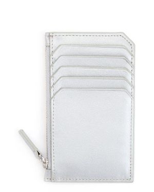 ROYCE New York Zip Leather Card Case - White