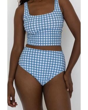 Geode Swimwear Georgia Seamless High Waisted Bikini Bottoms - Blue