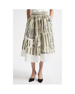 Jason Wu Stripe Collage Stretch Cotton Midi Skirt - Multicolor