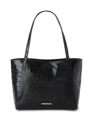 Brahmin Mona Croc Embossed Leather Tote - Black