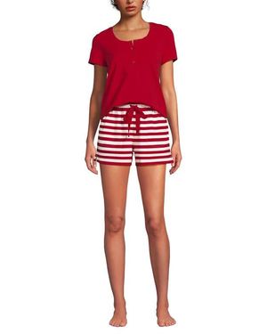 Lands' End Knit 2 Piece Pajama Set - Red