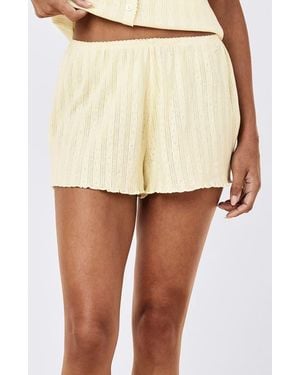 Papinelle Imogen Cotton Pointelle Pajama Shorts - Natural