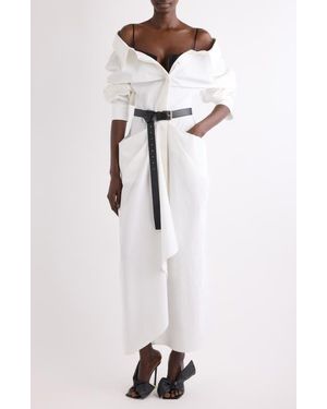 Givenchy Slashed Long Sleeve Cotton Poplin Shirtdress - White