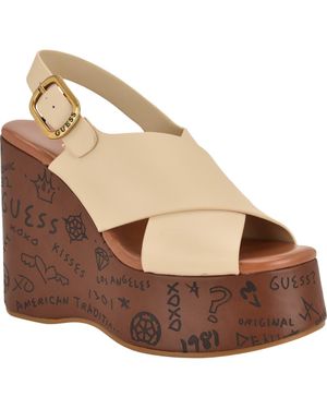 Guess Yarisel Platform Wedge Sandal - Brown