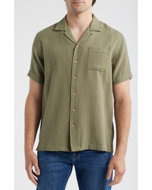 Brooks Brothers Cotton Waffle Camp Shirt - Green