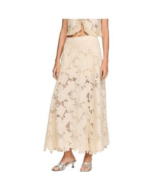 Sandro Long Guipure Skirt - Natural