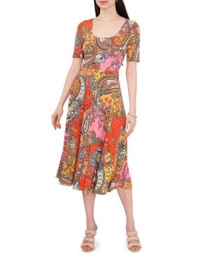 Chaus Paisley Print Midi Dress - Red