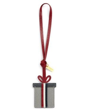 Thom Browne Present Leather Bag Charm - Red