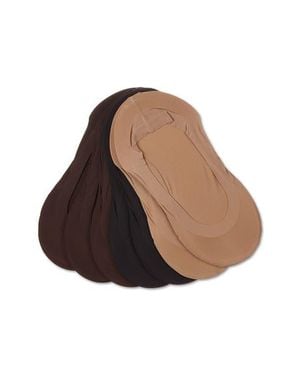 Memoi Assorted 7-Pack Fine Edge Sock Liners - Brown