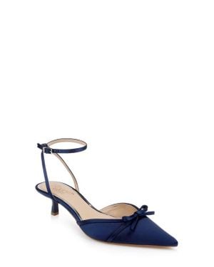 Badgley Mischka Talasia Ankle Strap Pointed Toe Kitten Heel Pump - Blue