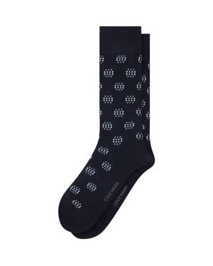 Cole Haan Geo Pattern Cotton Blend Dress Socks - Blue