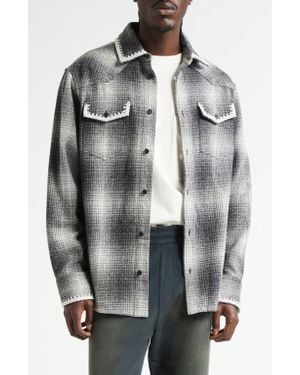 Golden Goose Journey Plaid Virgin Wool & Silk Blend Overshirt - Gray