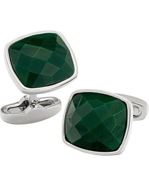 Link Up Square Faceted Stone Cufflinks - Green