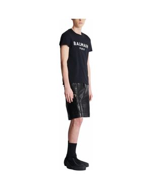 Balmain T-Shirt With Paris Print - Blue