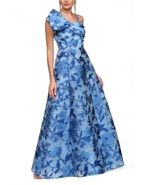 JS Collections Anya Floral A-Line Gown - Blue