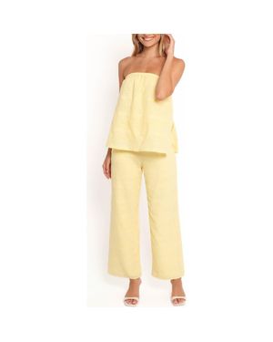 Petal & Pup Michele Eyelet Strapless Cotton Jumpsuit - Yellow