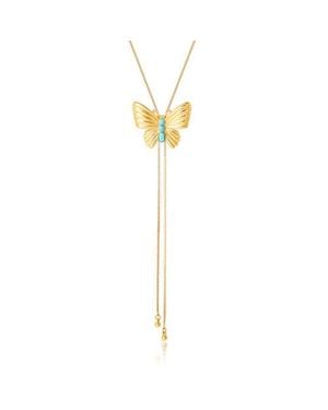 Jessica Simpson Tone Butterfly Y-Lariat Necklace With Crystal - Metallic