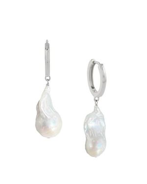Astor & Orion Baroque Pearl Huggies Sterling - White