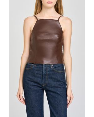 Wayf Veronica Faux Leather Cami Top - Blue