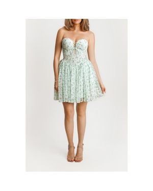 Popilush Snatched Lace Convertible Strap Mini Shapewear Romper Cottagecore Dress - Blue