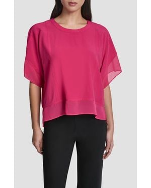 DKNY Mixed Media Dolman Sleeve Top - Red