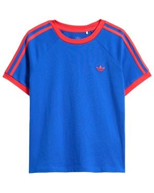 adidas Kids' 3-Stripes Ringer T-Shirt - Blue