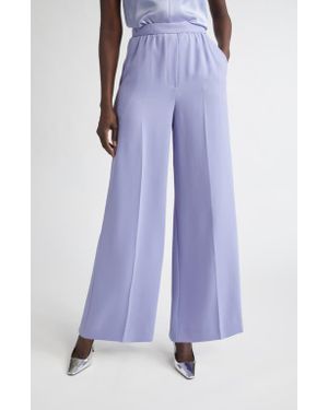 St. John Satin Back Crepe Wide Leg Pants - Purple