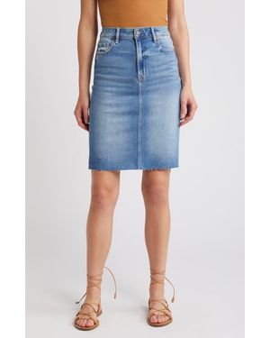 Hidden Jeans Raw Hem Denim Pencil Skirt - Blue