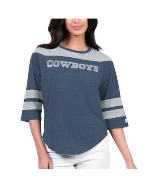 Starter Dallas Cowboys Fullback Tri-Blend 3/4-Sleeve T-Shirt - Blue