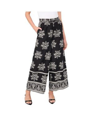 Cece Ankle Wide Leg Pull-On Pants - Black
