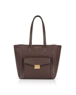 Luis Steven Classic Tote With Front Lock - Brown