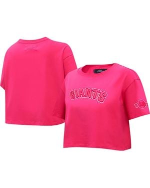Pro Standard San Francisco Giants Triple Boxy Cropped T-Shirt - Pink