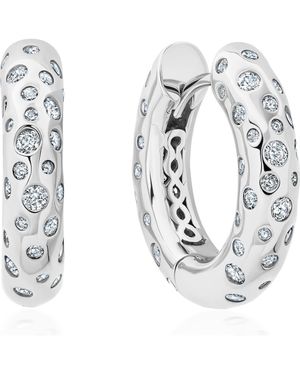 Crislu Cascade Cubic Zirconia Huggie Hoop Earrings - White