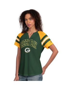 Starter Bay Packers Game On Notch Neck Raglan T-Shirt - Green