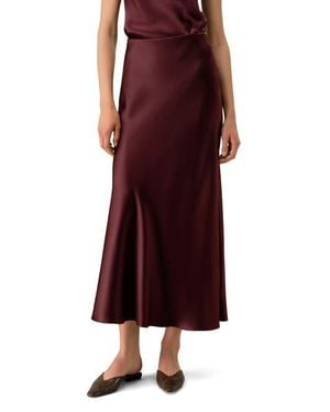 LILYSILK Double-Faced Silk Charmeuse Maxi Skirt - Red