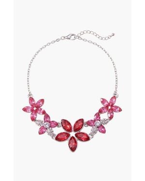 Modenaire Floral Crystal Statement Necklace - White