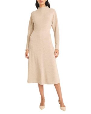 Maggy London Funnel Neck Long Sleeve Knit Dress - Natural