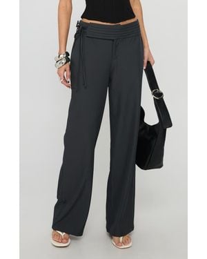 Princess Polly Good Riddance Side Tie Wide Leg Pants - Black
