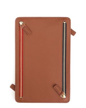 ROYCE New York Rfid Four Zip Leather Travel Organizer - Brown