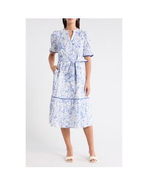 Sugarlips Eve Floral Nori Midi Dress - Blue