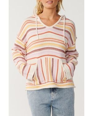 Rip Curl Retro Swell Stripe Hooded Sweater - Gray