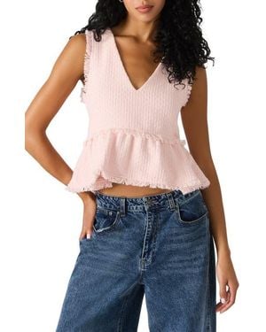 Steve Madden Camilla Peplum Tweed Top - Blue