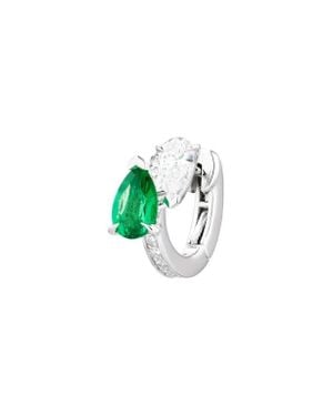 Repossi Serti Sur Vide Diamond & Emerald Single Hoop Earring - Blue