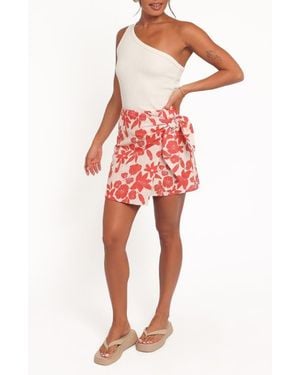 Petal & Pup Calypso Floral Faux Wrap Miniskirt - Red